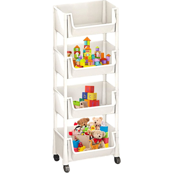 Barnevogn-organisator for barn, flernivå vogn med hjul for små rom 4th floor