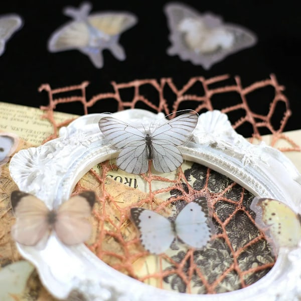 Journamm 40 kpl Perhonen Tarrat Sööt Käsityötarvikkeet Collage Junk Journal Scrapbooking Tarvikkeet Tarrat Koulu Kirjatarvikkeet B