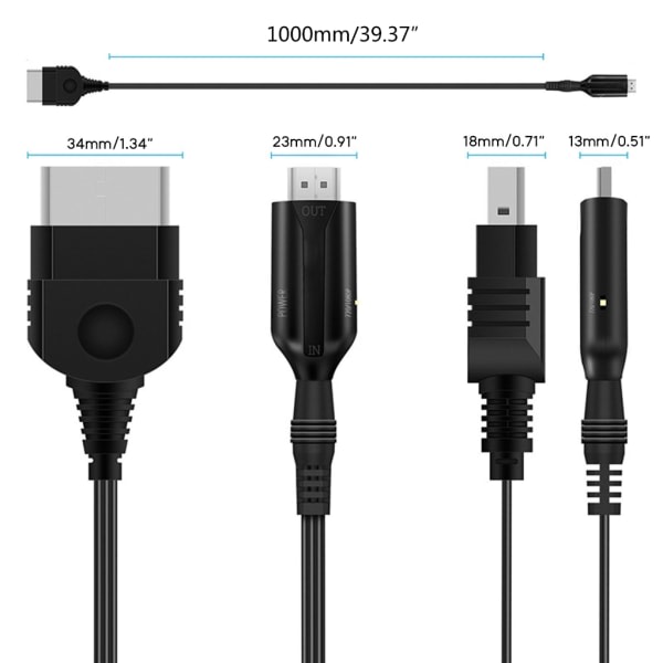 1080P Xbox til HDMI-kompatibel Video Audio Converter Adapter Spill High Definition Link Kabel TV-skjerm Projektor Holdbar