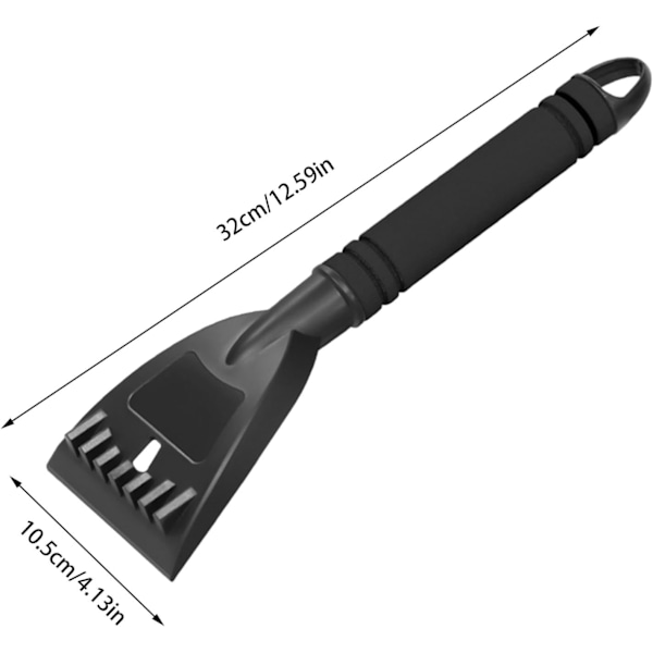 Isskraber til bilrude, isskraber snebørste til bilrude 32 cm, ergonomisk skumgreb bil sne isskrabere til vinduer biler, lastbiler, suvs Svart