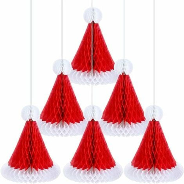 6 st jul honeycomb hattar jul honeycomb hatt honeycomb hängande dekorationer julgran dekoration jul