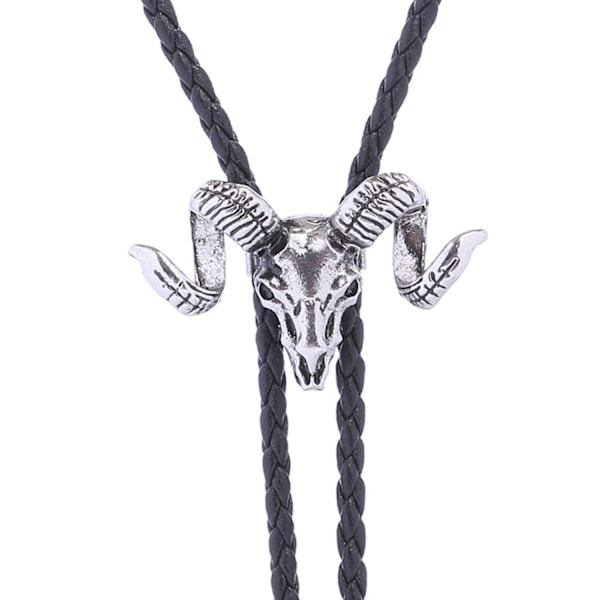 Vintage Bolo slips för män - Cowboy slips med ko-skalle design - Silver A
