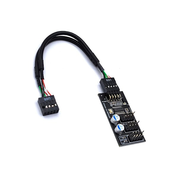 9-pinners USB-hubkontakt USB-splitter 1 til 3 USB2.0 9-pinners hovedkortkabel for vannkjøling for RGB