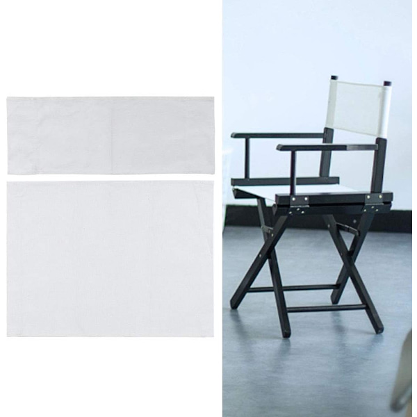 994338 Stol Canvas Överdrag, 1 Set Regissörsstol Canvas Ersättningssäte Duk Hemtillbehör Möbler Tillbehör (Vit) Vit