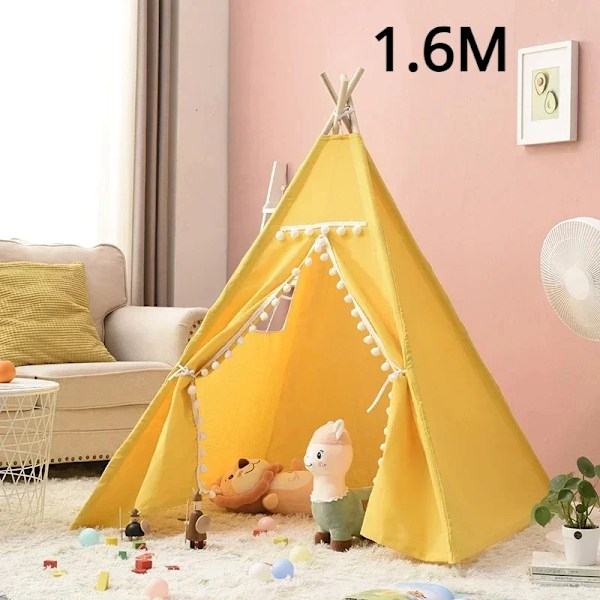 1,6 Metrinen Telttta Lasten Leikkitalo Wigwam Lapsille Kannettava Lasten Tipi Telttta Teepee Tipi Infantil Kid Tend Tyttöjen Leikkinurkka. 1,6M TENT keltainen