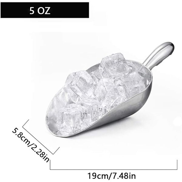 5 oz støbealuminium isterningsskovl, rustfri køkkenhjælper 5 OZ