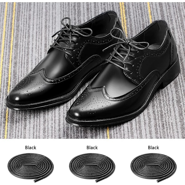 Vahatut pyöreät nauhat 3/32\" miesten ja naisten kenkiin - Musta, 27\", 3 paria Black 27"-3 Pairs