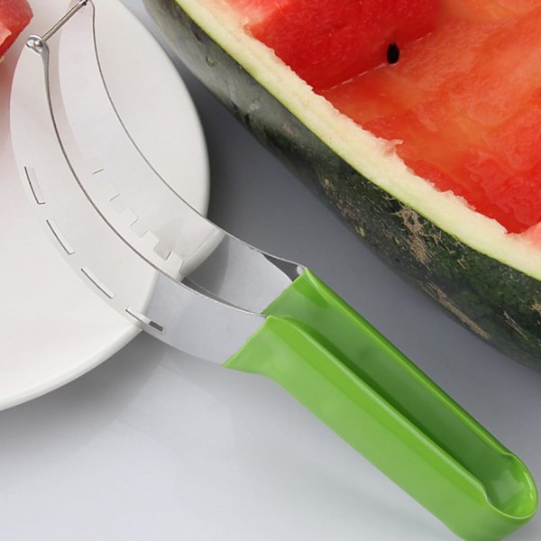 Vattenmelonskärare i rostfritt stål, multifunktionell fruktskärare kökshjälpskniv för cantaloupe papaya drakfrukt vattenmelon (grön) Grön