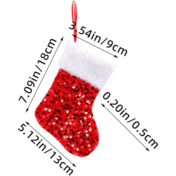 Julstrumpa | Glittrig julstrumpa | Juldekoration | Julstrumpor | Heminredning | Hållare för barn julstrumpor | Glittrande julstrumpa till jul Röd