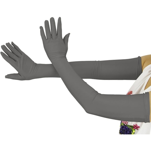 20,1 tum långa stretchspandexoperahandskar, över armbågen (svart) Dark Gray Large