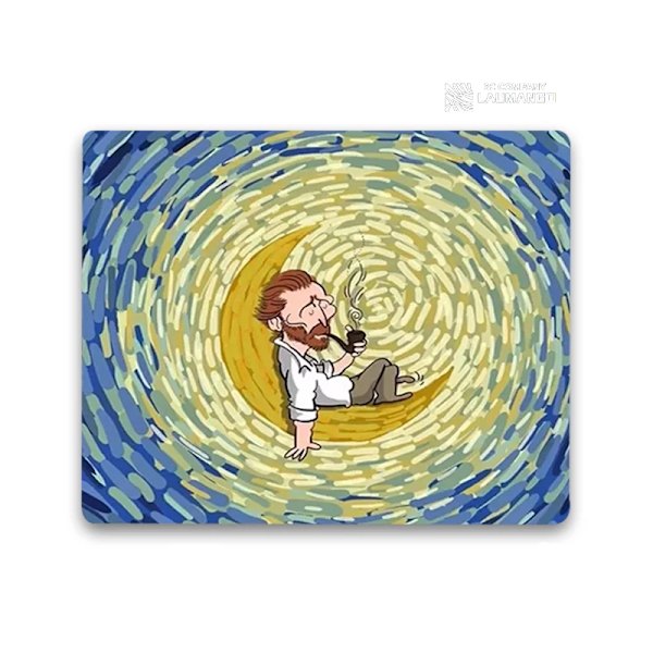 Lille musemåtte Tegneserie Van Gogh Illustration Pc Gamer-skab Tangentbord Skrivebordsunderlag Computerspil Tilbehør Musemåtte Animemåtter JH003781 20x25cm