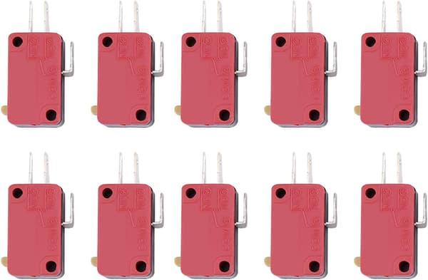 10st Röd 3-stifts Tryckknappsbyte för Arkadspel Micro Switch Arkadknappar