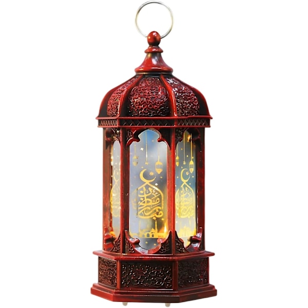 Smidd järn Ramadan-lykta, söt Eid-dekoration, festlig nattlampa (röd) RED