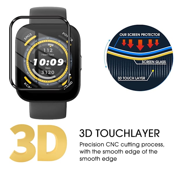 Fullt böjd skärmskydd för Amazfit Bip 3/3 Pro/5 Smart Watch Tillbehör Clear Mjukt skyddande film Ej härdat glas För Amazfit Bip 3Pro 4PCS
