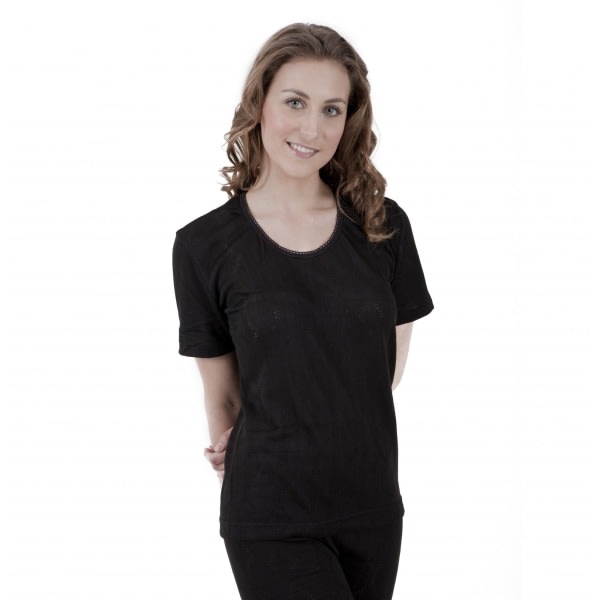 Thermal Wear kortärmad T-shirt för damer Polyviscose Range (Bri Black Bust Fit: 34-36inch (10-12) SQBB
