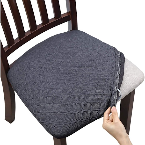 Matstolsöverdrag Set om 4 Universal Avtagbar Elastisk Stretch Överdrag för Dekoration Hem Hotell Ceremoni Bröllop (Mörkgrå, 4)