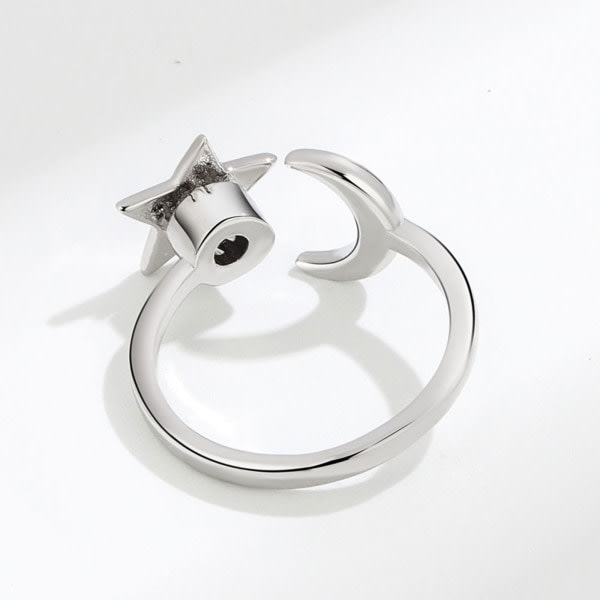 Guld Silver Ring Anti Anxiety Fidget Ring Ångest Ring Star Moon Spinning Stress Relief Ring Spinner Meditation Ring Guld-färg SQBB