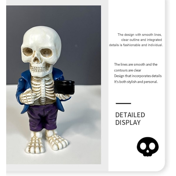 Miniature skeletfigurer | Hartsstatuer til boligindretning med sweater - Håndlavede skræmmende figurer, til skab akvarium husholdning vindueskarm Blå kostymbox