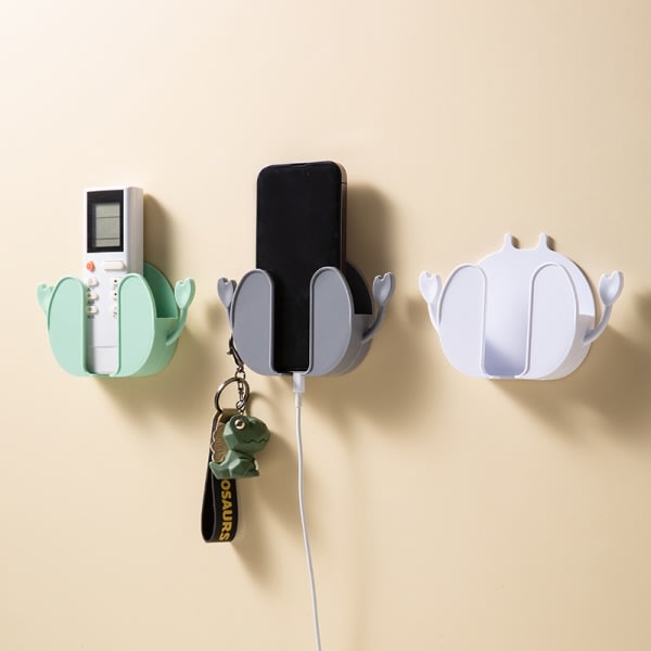 4st självhäftande väggmonterad telefonhållare Laddningstelefonstativ Fjärrkontrollhållare Små prylar Organizer Box Multi