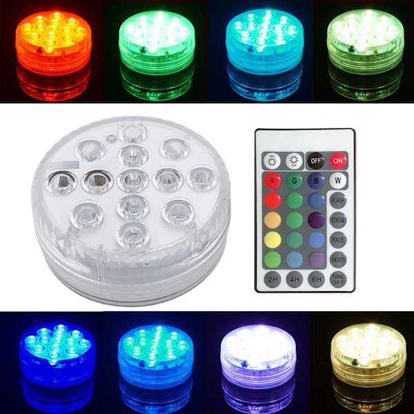 LED13 trådlös fjärrkontroll dyklampa, blomkruka dekorationslampa, RGB poollampa, akvarielampa, 8cm med sugkopp-MA 4 lights 2 remote controls 7cm