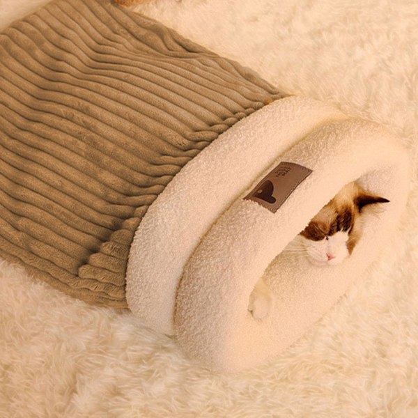 Plush Kattsäck, Tvättad Stor Kattsäng, Mysig Plushväska för Vintern Brun 36 x D 25 x H 25 cm