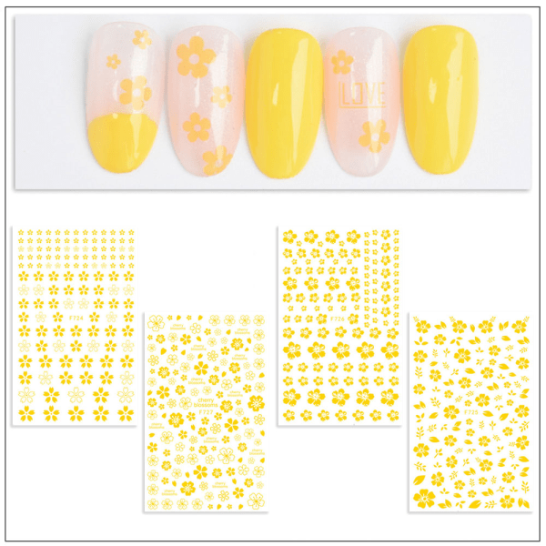 CQBB Flower Nail Art Stickers Dekaler 8 ark Nail Art Supplies