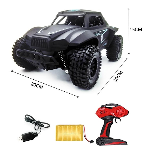 Radio-ohjattava maastoauto / Kuorma-auto - Musta - 30cm Musta Black Svart