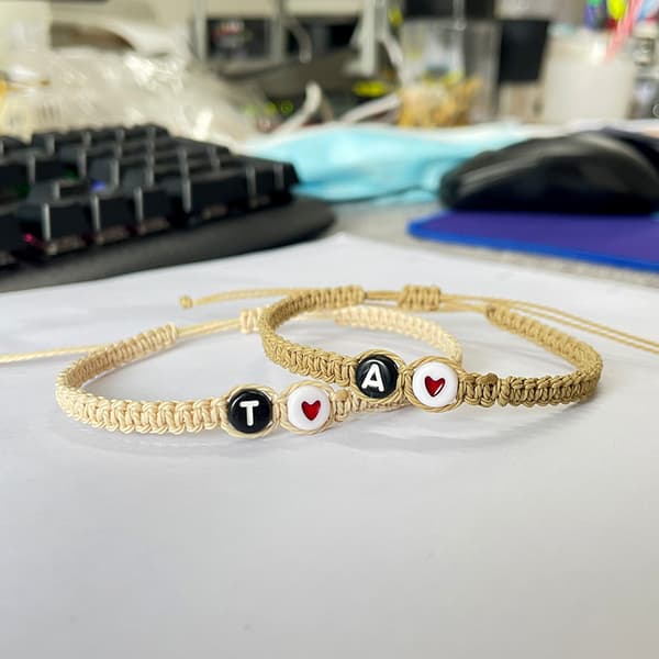 Wekity Initial Armband Dam Flickor Tonåringar Flätat Rep