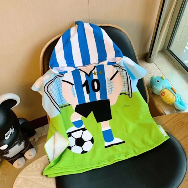 Nyfödd omlottfilt tecknad barn barn huvkappa spädbarnsbadrock baby badhandduksrock bomull pojke flicka strandrock cap fotboll