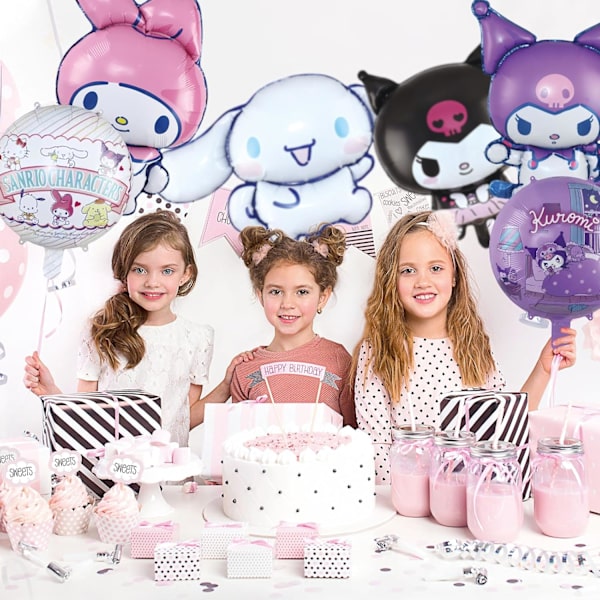 Kuromi Balloner Sæt med 7 stk. Kuromi Folieballoner, Søde Fødselsdagsdekorationer, Temafestdekorationer, Kuromi Pigedekorationer