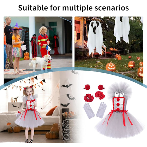 Piger Pennywise Halloween Kostume, Skræmmende Klovnekjole Cosplay, XXL XXL
