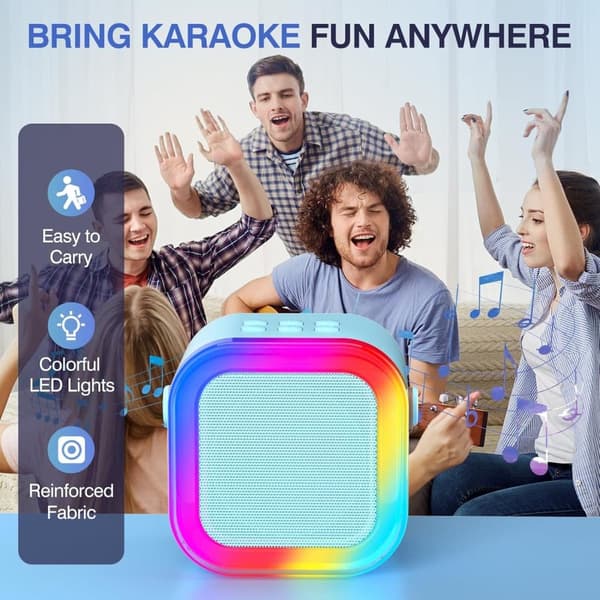 Bluetooth-høyttaler - Bærbar Bluetooth-karaokehøyttaler - Blå