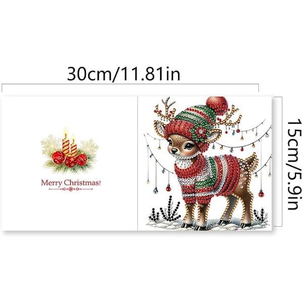 DIY Diamantkonst Julgranskortsset, 12/8/6/4-pack, Handgjorda Julhälsningar HK052