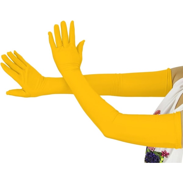 20,1 tuuman pitkät venyvät spandex-oopperakäsineet, kyynärpään yli (musta) Yellow Large