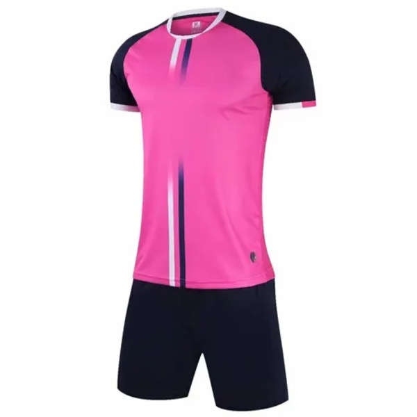 Barn Fotbollströja Kostym Anpassad Kortärmad Sommar Fotbollsträning Uniform Matchande Träningsoverall 2 Delar Skjorta Shorts Set rosa pink M