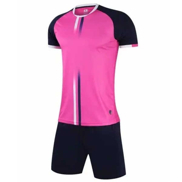 Herra Barn Fotbollströja Kostym Anpassad Kortärmad Sommar Fotbollsträning Uniform Matchande Träningsoverall 2 Delar Skjorta Shorts Set rosa pink 28