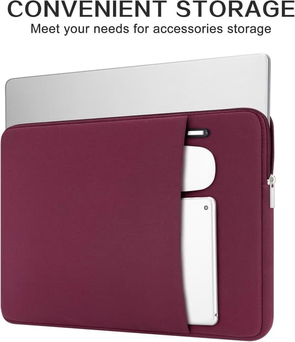 Laptop Sleeve, Polyester Exterior, EPE Padded Interior, Front Pocket, Accessory Pouch For Daily Use, 13 Inch, Red