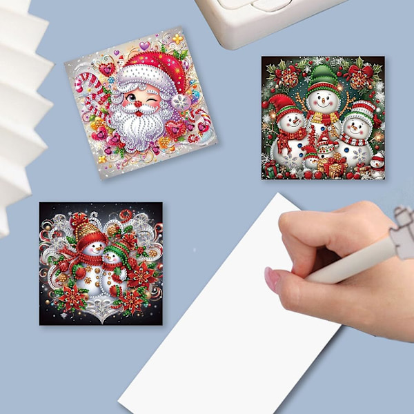 12/8/6/4-pack Diamantkonst Julgranskortsset, Handgjorda Semesterkort HK045