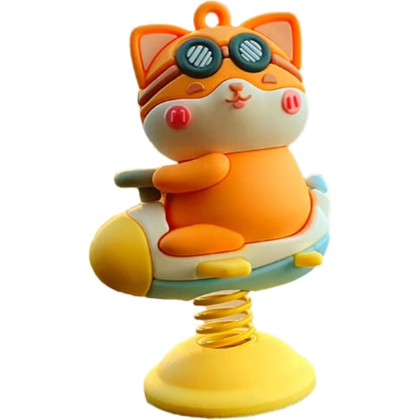 Mini tecknade svängande djur, vårskulpturer på instrumentpanelen, icke-deformerbara bilinredning, bord/sängtillbehör Flygplan Shiba Inu