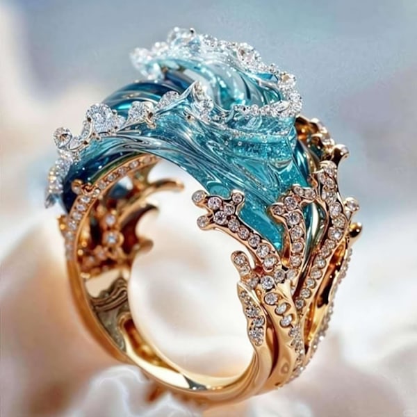 Ocean's Oath Smykkesæt, Ring og Halskæde, Inspirerende Gaveæske Ring