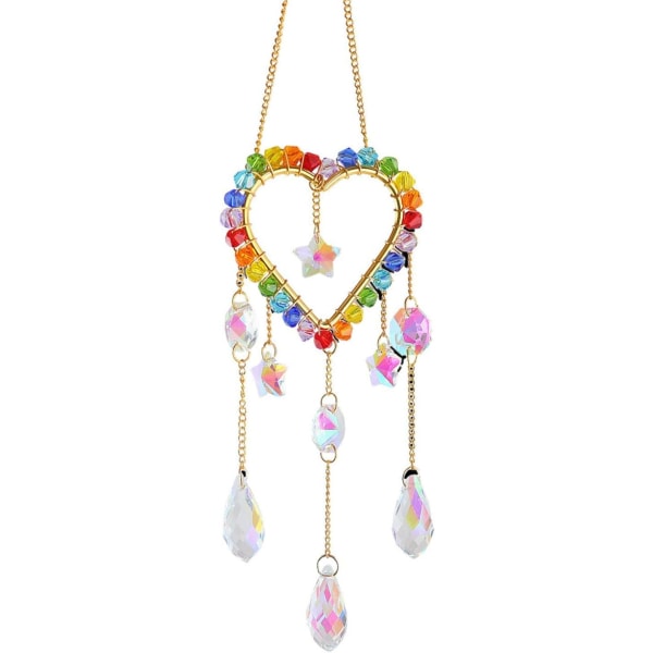 Kristallsolfångare - Hjärtdrömfångare med prismaboll, färgglad hängande regnbågsmaskin