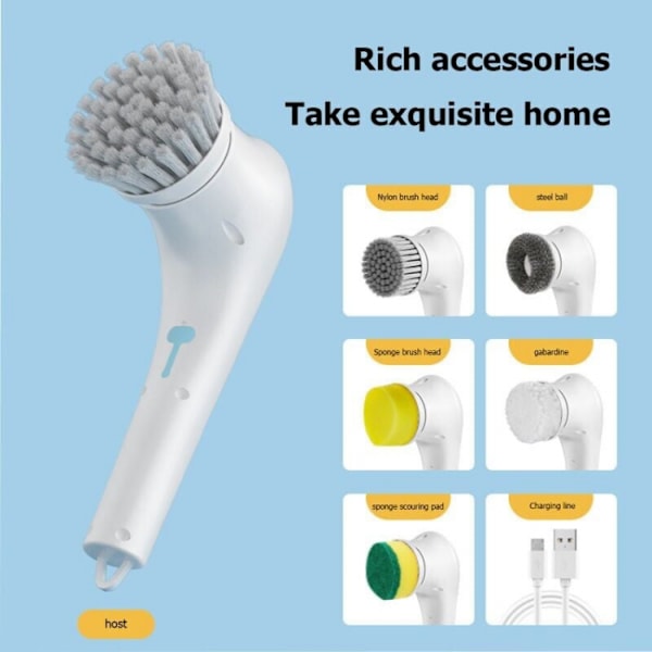 1 st Elektrisk rengöringsborste Scrubber Set: Bärbar rengöringsborste