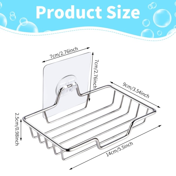2ST tvålkopp, tvålkoppshållare i rostfritt stål Tvålkorg med sugkopp för duschbadrum