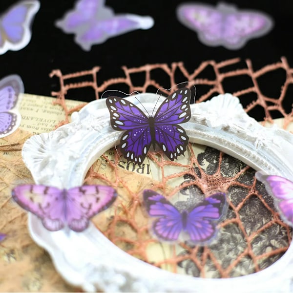 Journamm 40 kpl Perhonen Tarrat Sööt Käsityötarvikkeet Collage Junk Journal Scrapbooking Tarvikkeet Tarrat Koulu Kirjatarvikkeet B