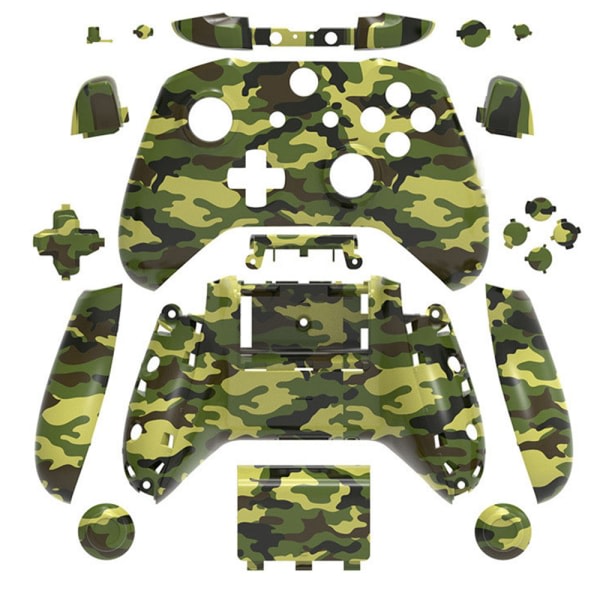 CQBB Komplett case , ersättningsdelar som är kompatibla med Xbox One Wireless Controller Key Ersättningsgrönt kamouflage