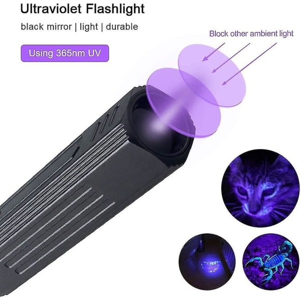 Uv365nm Uppladdningsbar Professionell UV Ficklampa med svart filter LED svart ljus ficklampa