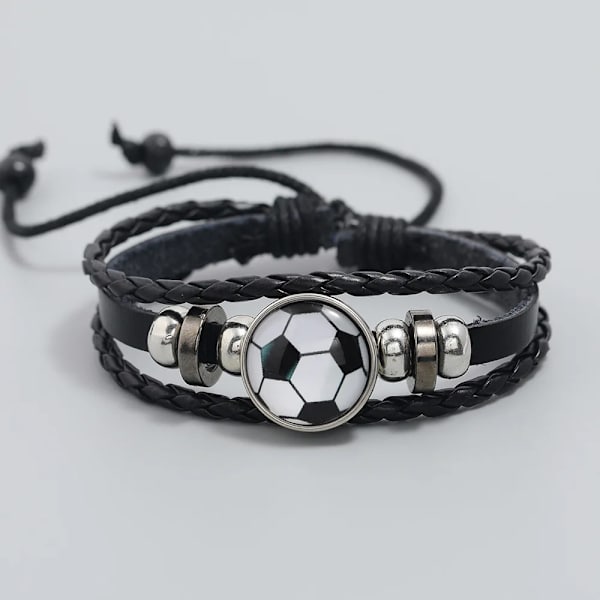 Fotballarmbånd Justerbart lær armbånd Punk armbånd Mote herre armbånd Wrap armbånd Fotballgaver til tenåringsgutter Hvit