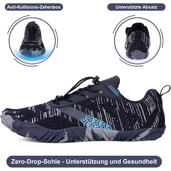 Trail Barefoot Sko med Bred Tåboks, Hurtigtørrende, Letvægts til Vandreture H22 Dark blue 45 EU