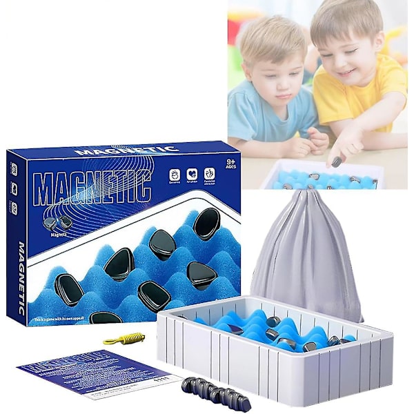 Magnetisk sjakk, morsomt brettspill med magneter, puslespillstrategispill, magnetisk brettspill, familiespill, julegave til barn og voksne, A med svampboks og tau A With Sponge Box and Rope