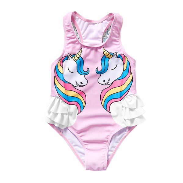 SQBB Baby Barn Flickor Tutu Badkläder Volang Baddräkt Monokini One Piece Summer Beachwear Rosa 18-24M